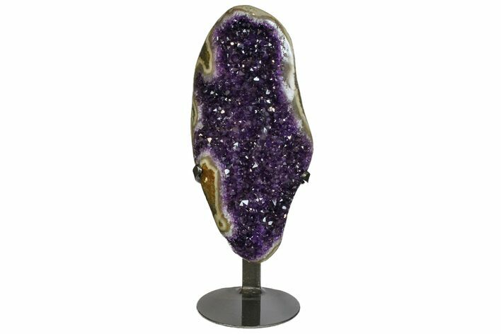 Amethyst Geode Section With Metal Stand - Uruguay #152194